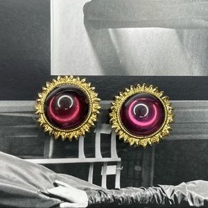 Vintage Erwin Pearl F.O. Purple Glass Earrings